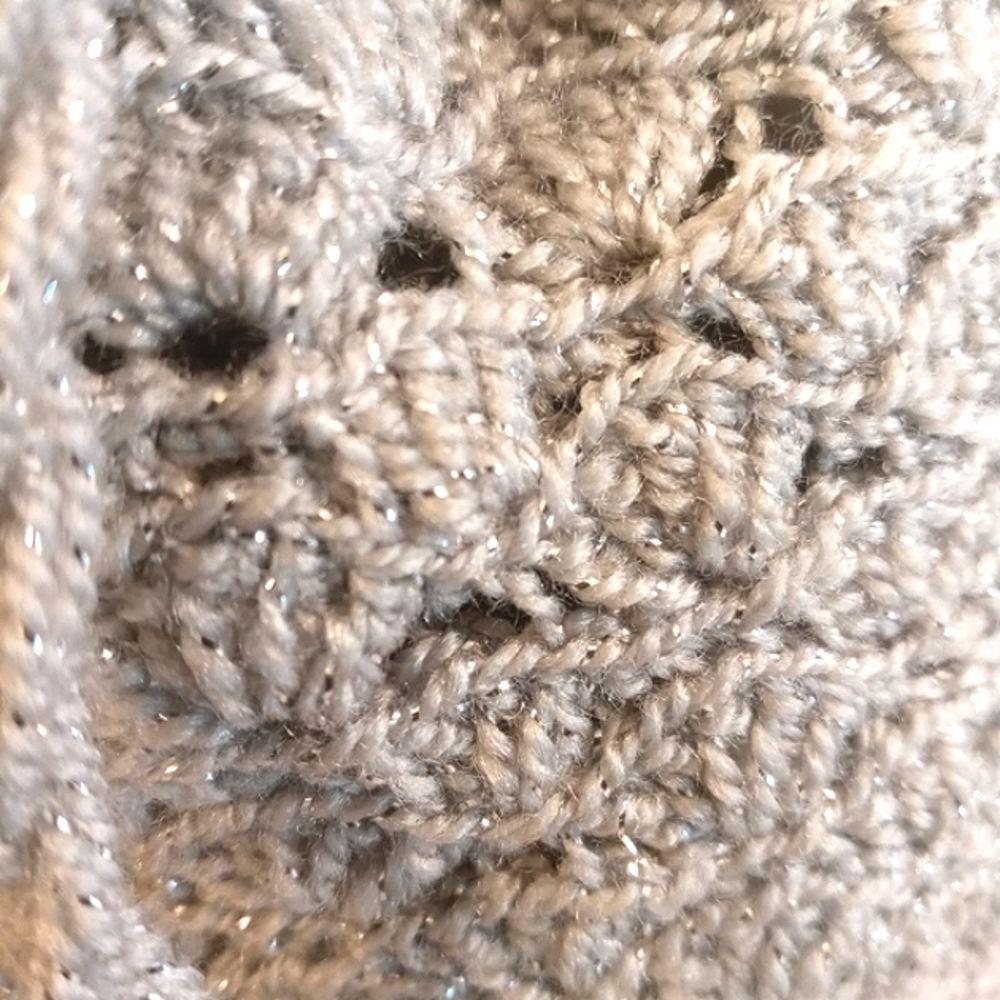 Sparkling Grey Silver Knit Drawstring Mini Dumpli… - image 6